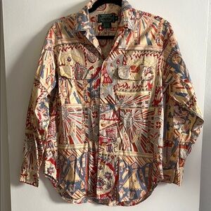 Vintage Ralph Lauren Country Colorful Patterned Button-Up Shirt